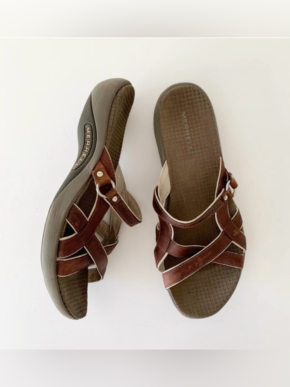 ▪️Merrell "Jasmine" Brown Strappy Slide Sandals ~ 9